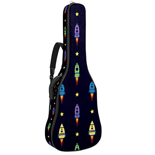 Bolsa para guitarra impermeable con cremallera suave para guitarra, bajo, acústico y clásica, para guitarra eléctrica, diseño de nave espacial, color azul