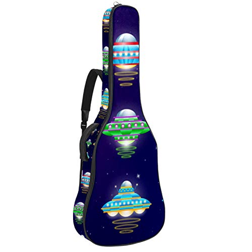 Bolsa para guitarra impermeable con cremallera, suave para guitarra, bajo, acústico y clásico, para guitarra eléctrica, bolsa de dibujos animados OVNI con patrón de nave espacial