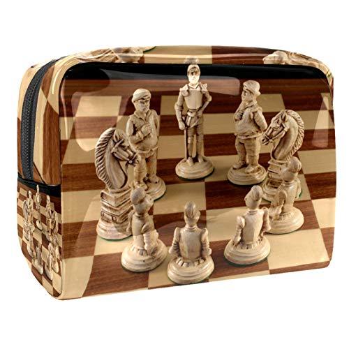 Bolsas de Aseo Tablero de ajedrez Hombres y Mujeres Bolsa de Almacenamiento de Viaje Impermeable de PVC Impresa Personalizada 18.5x7.5x13cm