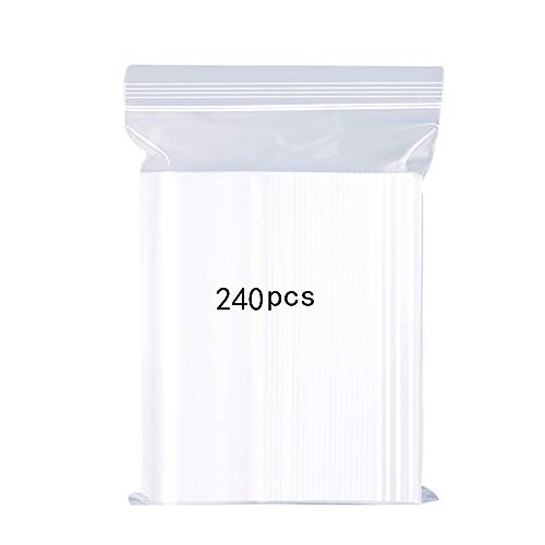 Bolsas de plástico transparentes que se pueden volver a sellar, bolsa de cierre de cremallera reutilizable fuerte, engrosamiento y duradero, prensa para cerrar, 9x13cm240PCS