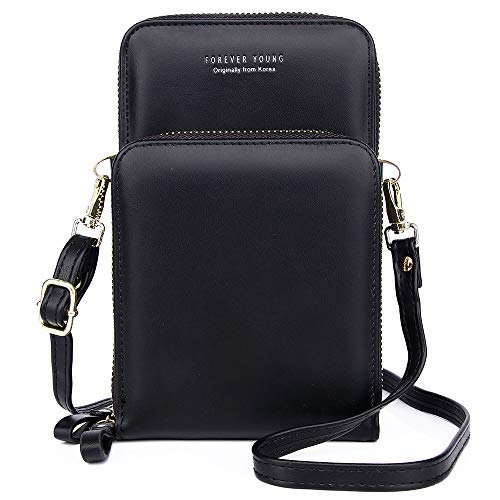 Bolso Bandolera Móvil,Pequeño Bolso para Mujer de Cuero de la PU del Teléfono Celular Crossbody Phone Wallet Bolsa con Cremallera Bandolera Monedero con Ranuras para Tarjeta(Negro) Bolso Bandolera Móvil,Pequeño Bolso para Mujer de Cuero de la PU del Teléfono Celular Crossbody Phone Wallet Bolsa con Cremallera Bandolera Monedero con Ranuras para Tarjeta(Negro)