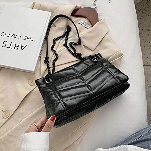 Bolso de textura de estilo occidental, versión coreana femenina, mensajero de moda de un solo hombro salvaje, bolso cuadrado pequeño-negro