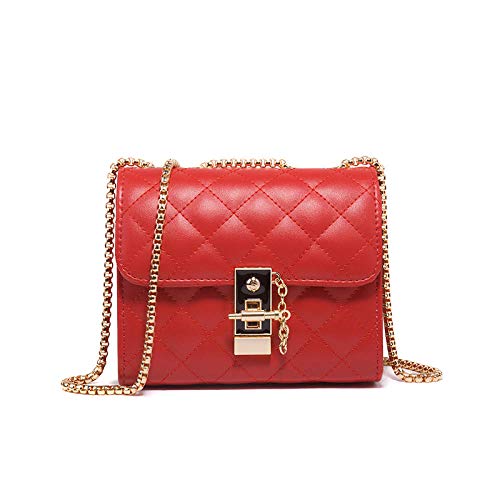 Bolsos De Cuero Bolso De Alto Sentido Bolso De Mujer De Estilo Occidental Versión Bolso De Mensajero Salvaje Bolso De Hombro De Cadena De Diamantes De Moda-Rojo Bolsos De Cuero Bolso De Alto Sentido Bolso De Mujer De Estilo Occidental Versión Bolso De Mensajero Salvaje Bolso De Hombro De Cadena De Diamantes De Moda-Rojo