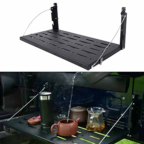 Bosmutus Multi-Purpose Tailgate Table， Rear Foldable Back Shelf for J-eep Wrangler TJ JK JKU 1996-2017 2/4 Door Rubicon Sahara Sport Accessories， 75lbs/34kg Load Capacity【Aluminum Alloy 】