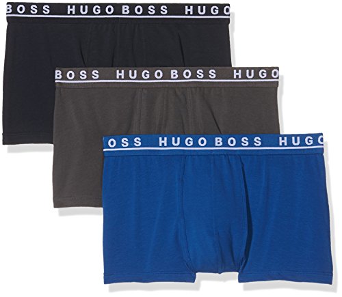 BOSS Trunk CO/EL Bóxer, Azul-Negro-Gris (Open Blue 487), Large (Pack de 3) para Hombre