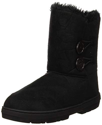 Botas de invierno con doble botón, impermeables, para mujer, color Negro, talla 43 EU Botas de invierno con doble botón, impermeables, para mujer, color Negro, talla 43 EU