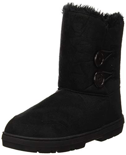 Botas de invierno con doble botón, impermeables, para mujer, color Negro, talla 43 EU