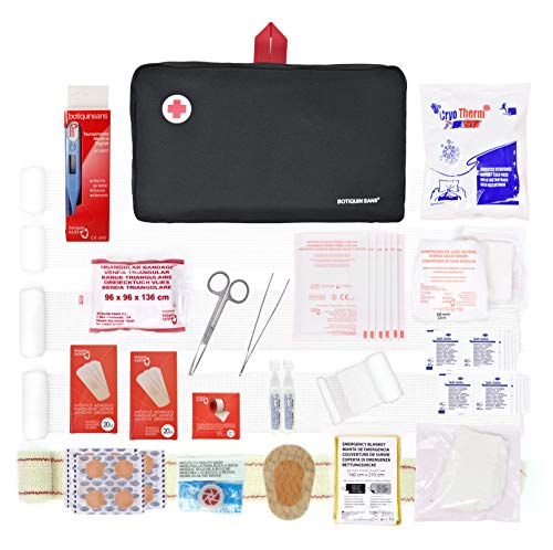 Botiquín de primeros auxilios PREMIUM con 120 artículos (incluye termómetro, manta de emergencia, suero fisiológico, etc) Botiquín de primeros auxilios PREMIUM con 120 artículos (incluye termómetro, manta de emergencia, suero fisiológico, etc)