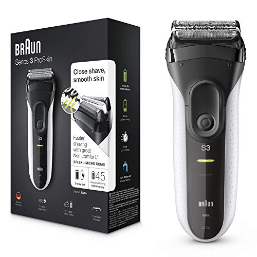 Braun Series 3 ProSkin 3020s Afeitadora Eléctrica Hombre, Afeitadora Barba Inalámbrica y Recargable, Máquina de Afeitar para Hombre, Negro Braun Series 3 ProSkin 3020s Afeitadora Eléctrica Hombre, Afeitadora Barba Inalámbrica y Recargable, Máquina de Afeitar para Hombre, Negro