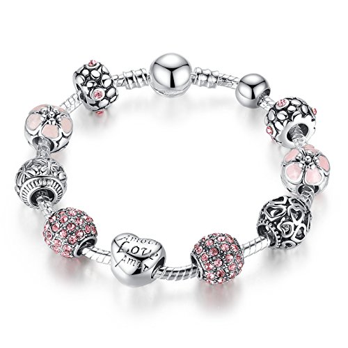 Brazalete de la pulsera del encanto con el Amor de Cupido Amor y cúbico del Zirconia Roja cumpleaños Brazalete de la pulsera del encanto con el Amor de Cupido Amor y cúbico del Zirconia Roja cumpleaños