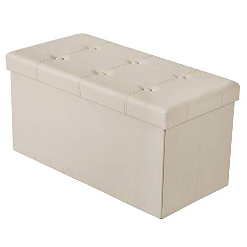 BRIAN & DANY Baúl Puff Taburete para almacenaje Plegable Ottoman, Beige, 76 x 38 x 38 cm BRIAN & DANY Baúl Puff Taburete para almacenaje Plegable Ottoman, Beige, 76 x 38 x 38 cm