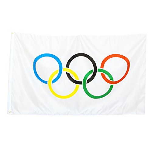 BRUBAKER - Bandera, 1,52 x 0,9 m, diseño de Aros olímpicos
