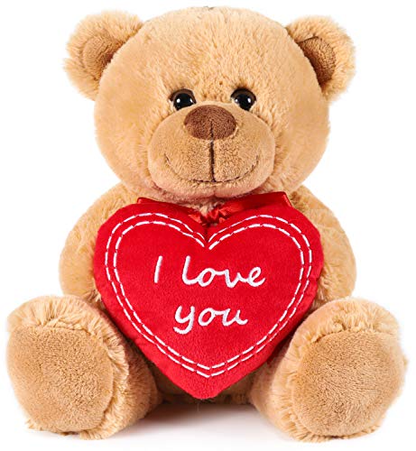 BRUBAKER Oso / Osito de Peluche con 'I Love You' de corazón - 25 cm - Marrón BRUBAKER Oso / Osito de Peluche con 'I Love You' de corazón - 25 cm - Marrón