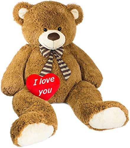 BRUBAKER Peluche Gigante XXL - Oso/Osito de Peluche - 150 cm - Marrón - 'I Love You' corazón de Peluche Incluido BRUBAKER Peluche Gigante XXL - Oso/Osito de Peluche - 150 cm - Marrón - 'I Love You' corazón de Peluche Incluido