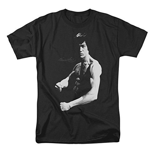 Bruce Lee Postura Mens Camisa Manga Corta Negro LG