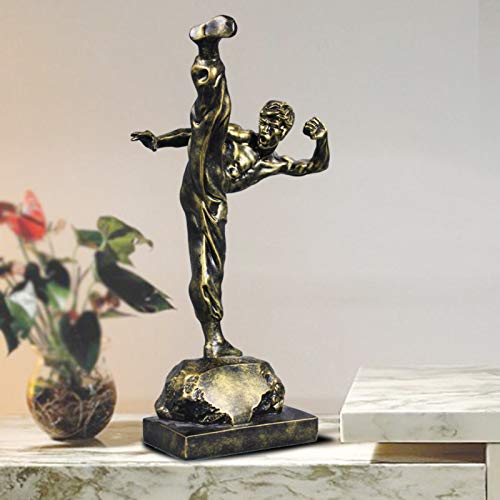 Bruce Lee Resina Estatua,Moderno Escultura Kung Fu Figura Creativa,Artesanal Bruce Lee Figura Estatua Para La Decoración De Escritorio De La Oficina De La Sala De Estar Fans Del Kung Fu-Bronce 26cm