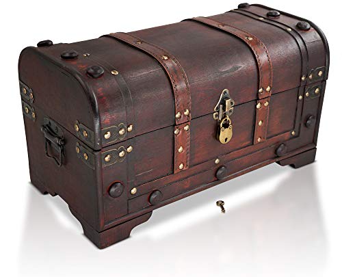 Brynnberg Caja de Madera 40x20x22cm - Cofre del Tesoro Pirata de Estilo Vintage - Hecha a Mano - Diseño Retro - joyero - con candado