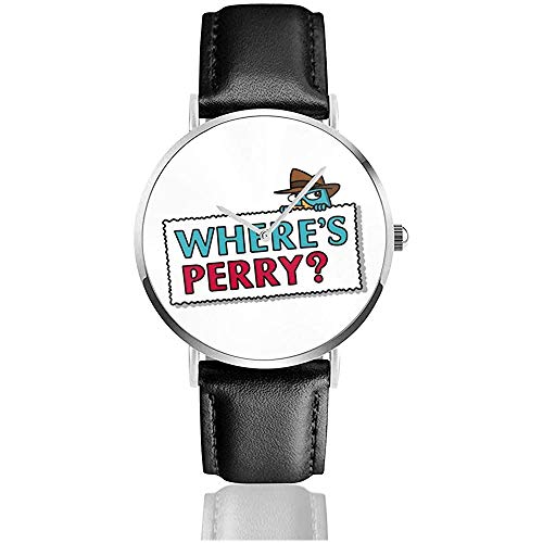 Business Casual Wheres Perry The Platypus Phineas y Ferb Relojes Reloj de Cuero de Cuarzo