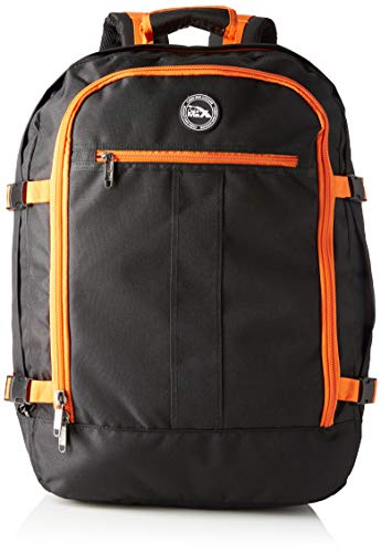 Cabin Max Metz Mochila de Viaje Equipaje de Mano Aprobada para Transporte Aéreo Maleta de Cabina 55x40x20 cm 44 L (Negro/Naranja)