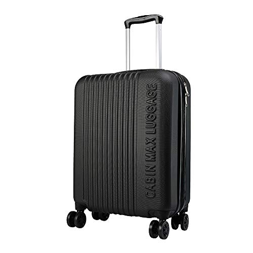 Cabin Max Velocity - Maleta para Equipaje de Cabina Ligera | Trolley de ABS con Ruedas de 55 x 40 x 20 cm Extensible a 55 x 40 x 25 cm Aprobado para Vuelo en Ryanair, EasyJet, BA (Classic Black)