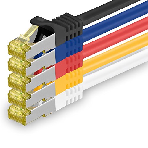 Cable de Red Cat.7 (Sftp Pimf) 10 GB/s RJ45 Cat6a 5-Colores 03-5 Pieza 0,25m