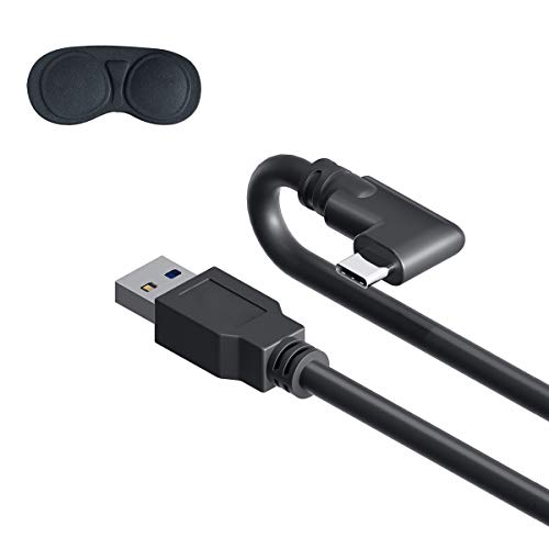 Cable Oculus Link de 5 m, cable Oculus Quest Link Tapa de lente incluida, transmisión de juegos de realidad virtual y cable de carga rápida USB C 3.0 compatible con Quest 2 o en PC