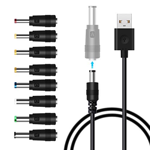 Cable USB a DC,8 a 1 LANMU Cable USB a DC Cable Hueco Cable de Alimentación Cable Adaptador Cable con Conector 8 para Enrutador, Computadora Portátil,Teclado y Otros Electrodomésticos (1M)