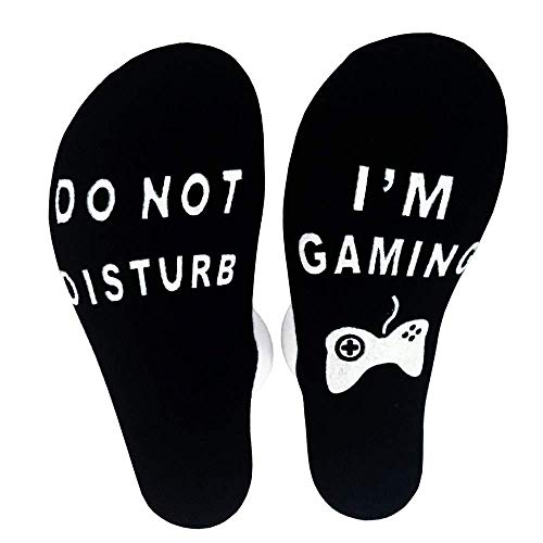 Calcetines de algodón divertidos, para jugar, con texto en inglés "Do Not Disturb I'm Gaming", regalo de Navidad para los amantes de los jugadores, hombres, mujeres, niños, adultos, color negro