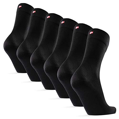 Calcetines de Bambú 6 Pares (Negro, EU 39-42)