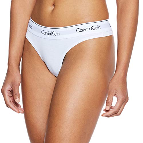 Calvin Klein Damen String MODERN - THONG, Einfarbig, Gr. 34 (Herstellergröße: XS), Weiß (WHITE 100)