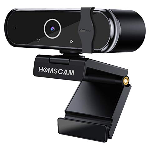 Cámara Web, HOMSCAM Webcam Enfoque Automático con Micrófono Estéreo 1080P HD Webcam de Ordenador Enchufable para Grabaciones y Emisiones con USB para Videoconferencias/Videollamadas/Videojuegos