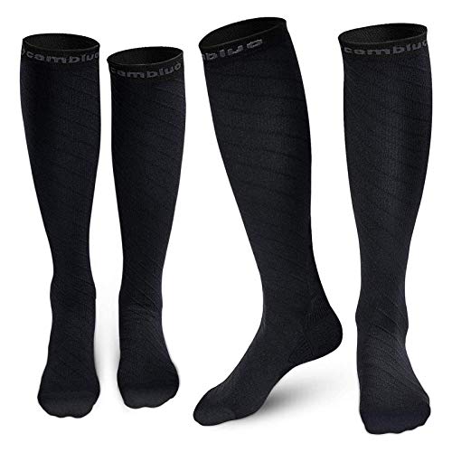 CAMBIVO 2 Pares Calcetines de Compresion, Medias de Compresión Mujer y Hombre, Calcetines Compresivos Enfermera, Trabajo, Ciclismo, Trotar, Embarazo, Correr, Deporte, Volar, Viajar, Acampada CAMBIVO 2 Pares Calcetines de Compresion, Medias de Compresión Mujer y Hombre, Calcetines Compresivos Enfermera, Trabajo, Ciclismo, Trotar, Embarazo, Correr, Deporte, Volar, Viajar, Acampada