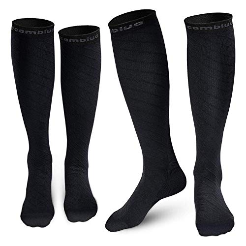 CAMBIVO 2 Pares Calcetines de Compresion, Medias de Compresión Mujer y Hombre, Calcetines Compresivos Enfermera, Trabajo, Ciclismo, Trotar, Embarazo, Correr, Deporte, Volar, Viajar, Acampada