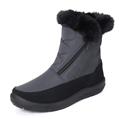 Camfosy Botas de Nieve para Mujer, Zapatos de Invierno Botas de Lluvia de Piel Botas Impermeables Furty Rising Hot para Caminar Senderismo