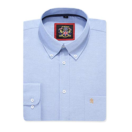 Camisa de manga larga para Hombres, Modelo English Oxford Cuello con botones, con Bolsillo y Bordado. Se lleva con una corbata o en un estilo relajado – Janeo British Apparel