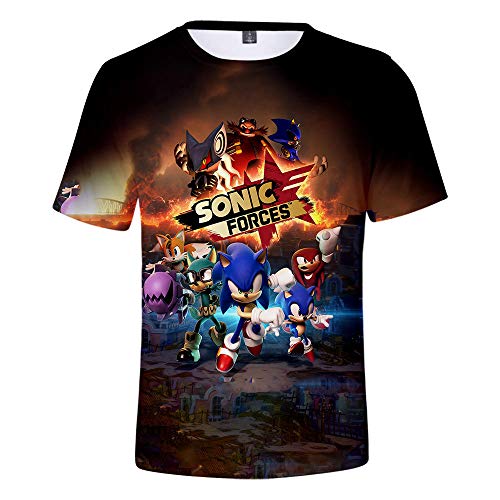 Camiseta de Moda de Verano Sonic The Hedgehog Cartoon Niños Niñas Niños Camiseta Unisex Camiseta Estampada de Manga Corta para Jóvenes Blusa Suelta