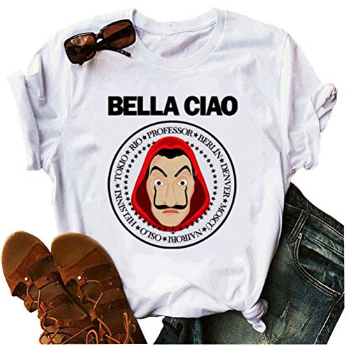 Camiseta de mujer para verano, graciosa, de Dalí, estilo informal, estampado divertido Blanco S