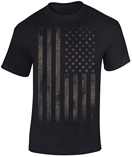 Camiseta: Stars and Stripes Estilo Camo - Bandera USA T-Shirt - Regalo Hombre-s y Mujer-es - Estados Unidos de América - United States - Bike-r Rock Motero Chopper - Army Camouflage (L)