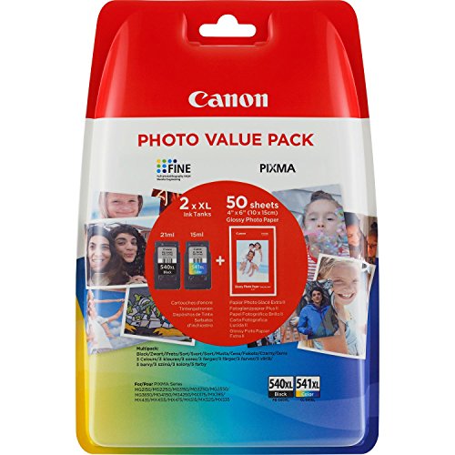 Canon PG-540XL+CL-541XL Cartuchos de tinta BK+Tricolor XL para Impresora de Inyeccion Pixma TS5150,5051-MX375,395,435,455,475,515,525,535-MG2150,2250,3150,3250,3550,3650,4150,4250 Canon PG-540XL+CL-541XL Cartuchos de tinta BK+Tricolor XL para Impresora de Inyeccion Pixma TS5150,5051-MX375,395,435,455,475,515,525,535-MG2150,2250,3150,3250,3550,3650,4150,4250