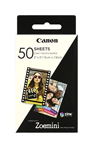 Canon Zoemini ZINK - Hojas de papel fotográfico (50 hojas, compatible con Canon Zoemini)