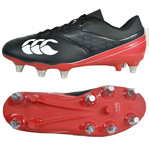 Canterbury of New Zealand Phoenix Raze Soft Ground Zapatillas de rugby Hombre, Negro (Black/ True Red 989), 47.5 EU