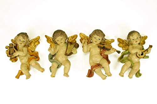 CAPRILO Set de 4 Ángeles con Instrumentos para Colgar en la Pared Realizados en Resina. Adornos y Esculturas. Decoración Hogar. Regalos Originales. 11 x 6 x 15 cm CAPRILO Set de 4 Ángeles con Instrumentos para Colgar en la Pared Realizados en Resina. Adornos y Esculturas. Decoración Hogar. Regalos Originales. 11 x 6 x 15 cm