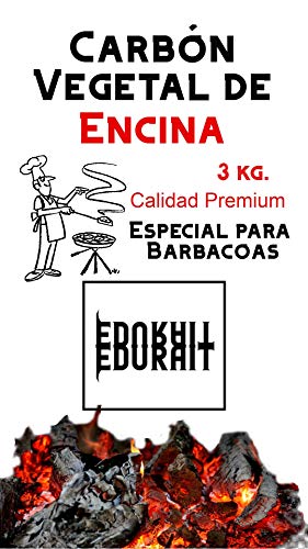 Carbón Vegetal Ecologico de Encina, para Barbacoas, Procedente de la Poda de Dehesas, Alto Poder calorífico, Larga Duración, Especial Barbacoas y Restaurantes. (Carbon 3Kg)