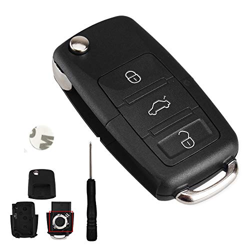 Carcasa de 3 botones plegable con control remoto para coche, funda para Volkswagen Vw Jetta Golf Passat Beetle Skoda Seat Polo B5 Carcasa de 3 botones plegable con control remoto para coche, funda para Volkswagen Vw Jetta Golf Passat Beetle Skoda Seat Polo B5