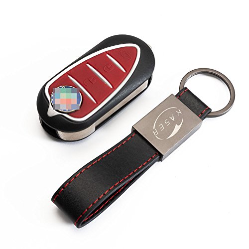 Carcasa Funda Llave Remoto Mando para Alfa Romeo Mito Giulietta 159 Brera con Llavero de Cuero KASER Carcasa Funda Llave Remoto Mando para Alfa Romeo Mito Giulietta 159 Brera con Llavero de Cuero KASER
