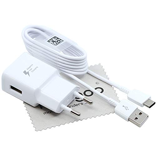 Cargador original Samsung EP-TA20 para Samsung Galaxy A10e A11 A20 A20e A20s A21s A30 A30s A31 A40 A41 A50 A50s Fast Charge 15 W 2A Carga Cable de carga Tipo C con paño de limpieza de pantalla Mungoo