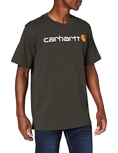 Carhartt Core Logo Workwear Short-Sleeve T-Shirt Camiseta, Peat, L para Hombre