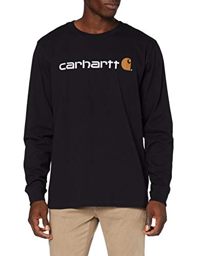 Carhartt Long-Sleeve Workwear Signature Graphic T-Shirt-Core Logo Camiseta, Black, M para Hombre