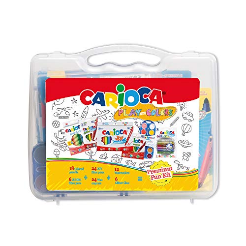 Carioca Play with Colors |43262 - Maletín de Plástico con Colores, Álbum Inclído, 60 Unidades