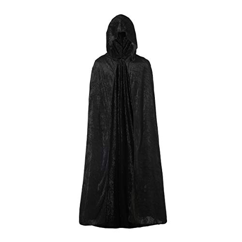 Carnavalife, Capa con Capucha Terciopelo Largo Medieval, Disfraces de Bruja, Vampiro Princesa, Fiesta de Carnaval Halloween, Rojo o Negro, para Hombre, Mujer, Niño, Niña, Tallas 90cm